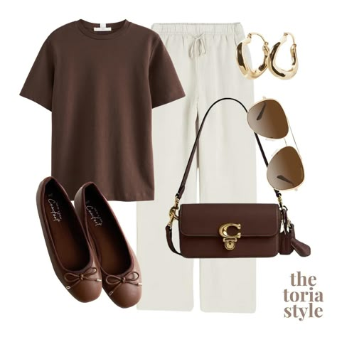 chocolate brown 🤎 save this post for future outfit inspo ✨ be sure to follow @thetoriastyle for daily outfits! 🤍 #thursdaystylefiles #thursdayoutfit #chocolatebrown #brownoutfit #summerstyleinspo #dailyoutfitinspo Comfy Brown Outfits, Brown Monochrome Outfit Summer, Brown Longsleeves Outfit, Brown Tshirt Outfit Women, Brown Clothes Outfit, Brown Shirt Outfits Women, Brown Shoes Womens Outfit, Brown T Shirt Outfit, Brown Summer Outfits