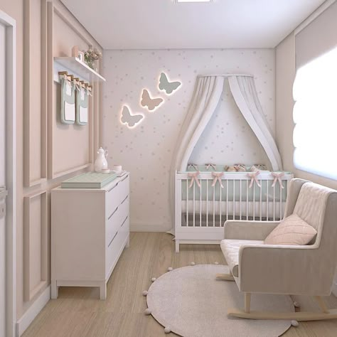 Baby Girl Nursery Princess, Princess Nursery Room, Princess Theme Bedroom, Butterfly Baby Room, Room Ideas Grey, Baby Girl Nursery Room Ideas, Nursery Princess, Pink Girl Room Decor, Pink Baby Room