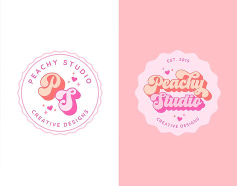 Boho Retro Logo Instant Download, Groovy Script Logo Design, Small Business Logo, Photographer Logo, Bright Colorful Logo Brand Kit, Peachy - Etsy Groovy Logo, Script Logo Design, Girly Logo, Small Business Logo Design, Sticker Food, Food Logo Design Inspiration, Retro Logo Design, Illustrator Design Tutorial, Etsy Inspiration