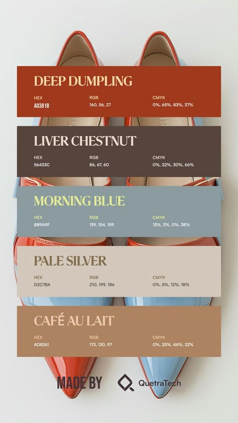 Colors:
A0381B
56433C
8B9A9F
D2C7BA
AD8261 Color Theory Color Palette, Color Palette 9 Colors, Prada Color Palette, Little Women Color Palette, 9 Colors Palette, Color Match Palette, Russian Color Palette, Color Palette 2 Colors, Color Combinations Hex Codes