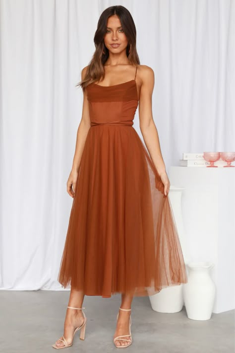 Shop Signal My Way Midi Dress Chocolate and other curated products on LTK, the easiest way to shop everything from your favorite creators. Tulle Midi Dress, Summer Wedding Guests, Look Retro, Wedding Guest Dress Summer, Guest Outfit, Homecoming Dress, Wedding Guest Outfit, Guest Dresses, My Way