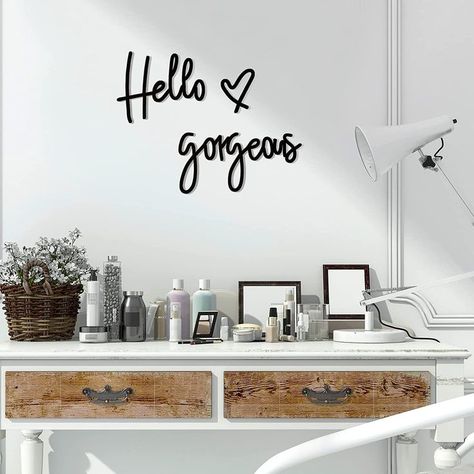 Office Door Decorations, Word Wall Decor, Must Have Beauty Products, Glam Bedroom Decor, Wooden Wall Signs, Modern Lights, Black Items, Glam Bedroom, College Dorm Essentials