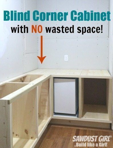 Build Your Own Kitchen Cabinets Diy, Diy Build Kitchen Cabinets, Corners In Kitchen Cabinets, Inside Corner Kitchen Cabinet, Home Made Kitchen Cabinets Diy, Diy Lower Cabinets, Diy Small Pantry Cabinet, Custom Corner Cabinet, Magic Corner Kitchen Cabinet Diy