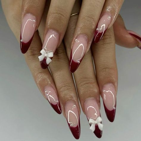 Red Acrylic Nails, Her Nails, Almond Nails Designs, Almond Acrylic Nails, Soft Nails, Oval Nails, Prom Nails, Xmas Nails, Dream Nails