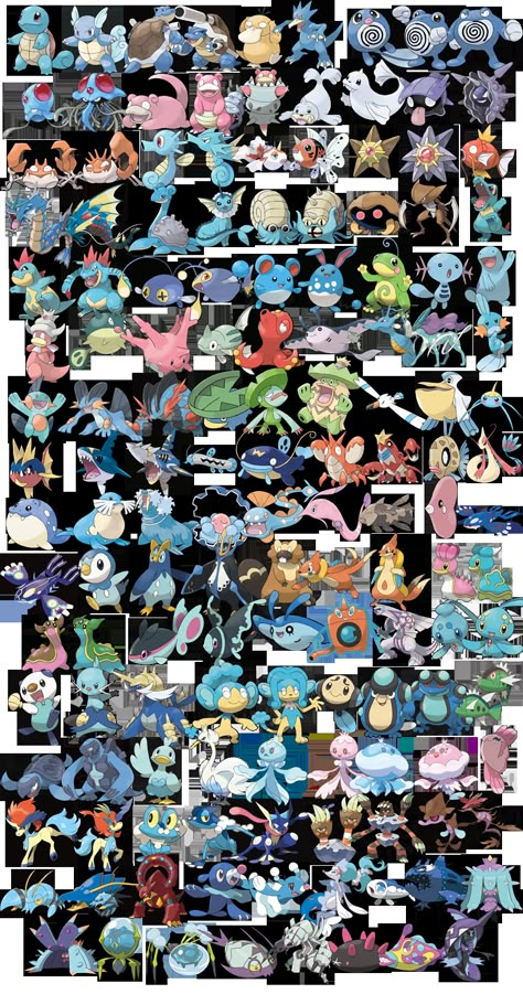 Water Pokemon Drawings, Pokémon Water Type, Water Trainer Pokemon, Pokemon Team Ideas, Water Pokemon Tattoo, Water Pokemon Art, Water Type Pokemon Wallpaper, Earth Pokemon, Water Pokemon Wallpaper