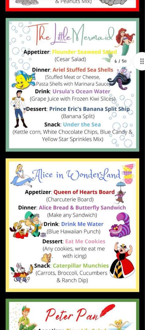 Disney Movie Theme Meals, Disney Themed Movie Night Snacks, Movie Night Ideas Disney, Disney Food Recipes Dinner, Disney Meals From Movies Recipes, Disney Movies With Food, Themed Nights For Dinner, Disney Food From Movies Recipes For, Disney Movie Inspired Meals