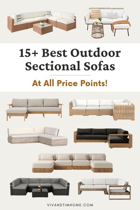 Outdoor sectional sofas for patio furniture Indoor Couch To Outdoor Couch, Comfortable Outdoor Seating, Backyard Furniture Ideas Layout, Patio Couch Ideas, Patio Sectional Ideas, Outdoor Patio Apartment, Easy Outdoor Patio Ideas, Porch Sectional, Patio Furniture Placement