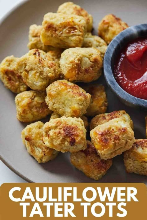 Cauliflower Tater Tots, Appetizers Crockpot, Gameday Recipes, Tasty Cauliflower, Cauliflower Tots, Recipe Cauliflower, How To Make Cauliflower, Tailgate Recipes, Loaded Cauliflower