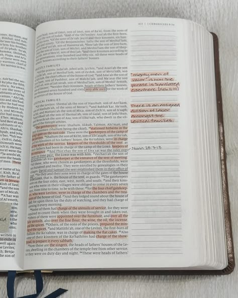 The first chapters of 1 Chronicles can be difficult to get through. Genealogies, geographies, and work duties can make for some dry reading, but there are many important reminders and little nuggets to be cleaned from such texts. . . . #catholic #christian #catholicwoman #catholicmom #catholicconvert #bible #holybible #theology #biblestudy #biblestudynotes #biblenotes #biblejournaling #scripture #wordofgod #catholicbiblestudy #catholicbiblejournal #catholicbible #journalingbible #mybible #in... Bible Notes Ideas, Bible Annotations, Important Bible Verses, Bible Study Aesthetic, One Pagers, God Scriptures, Lord God Almighty, Bible Journal Ideas, Jesus Is My Savior