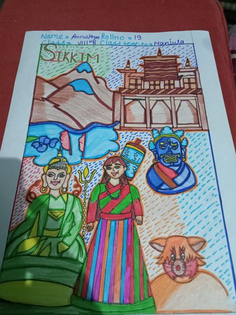 Sikkim drawing Sikkim Drawing, Sikkim Festival, Culture Of Sikkim Drawing, Sikkim Culture, Table Drawing, Things To Craft, Alphabet Drawing, Durga Painting, Poster Drawing