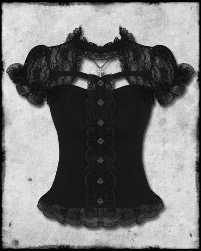 HELL BUNNY BLACK LACE STEAMPUNK GOTHIC LOLITA SHORT SLEEVE NIHILIST CORSET TOP Mode Steampunk, Black Lace Corset, Gothic Tops, Look Retro, Gothic Corset, Gothic Clothes, Gothic Clothing, Goth Outfits, Gothic Outfits