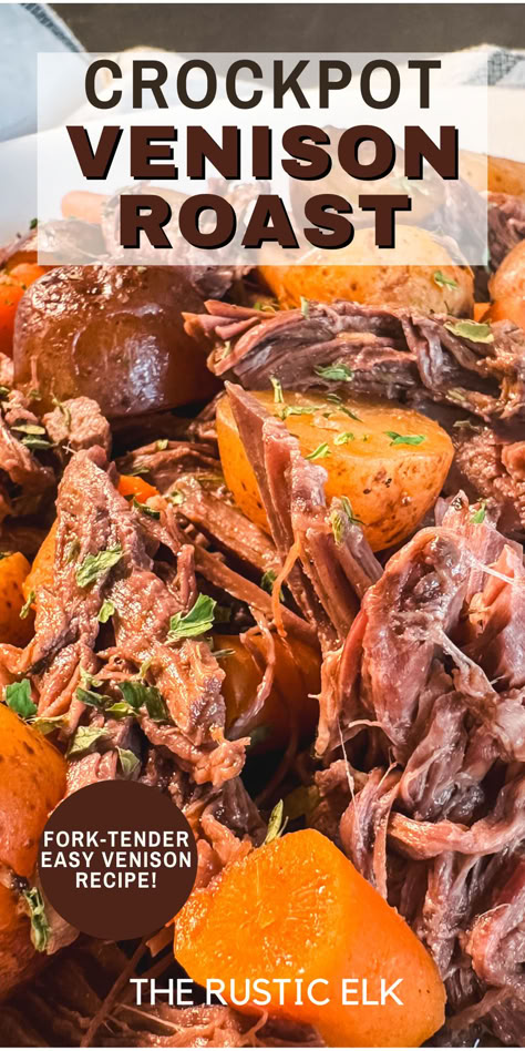 Venison Roast Recipe | Slow Cooker Deer Pot Roast Venison Crockpot Recipes Roasts, Venison Mississippi Pot Roast, Easy Venison Roast Crockpot, How To Cook Deer Roast Crock Pot, Brine For Venison Roast, Roast Venison Recipes Crock Pot, Venison Chuck Roast Recipes, Dear Roast Recipes Crock Pot, Deer Shoulder Recipes Crock Pot