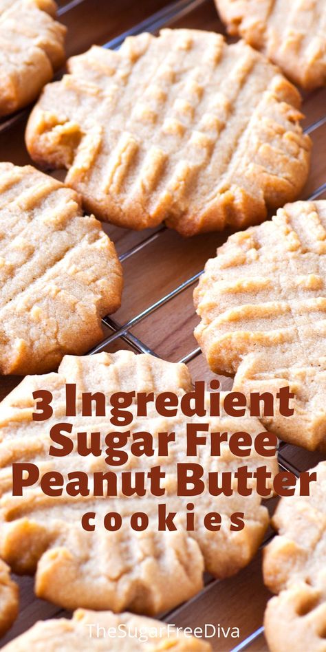 Sugar Free Peanut Butter Cookies, Sugar Free Cookie, Sugar Free Cookie Recipes, Sugar Free Desserts Easy, Biscuits Diététiques, Sugar Free Peanut Butter, Low Sugar Desserts, Sugar Free Baking, Sugar Free Recipes Desserts