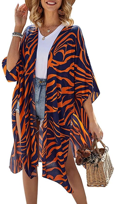 Long Floral Kimono, Ceremonial Clothing, Floral Kimono Cardigan, Flowy Cardigans, Kimono Outfit, Casual Beach Wear, Cardigan Kimono, Chiffon Kimono, Womens Kimono