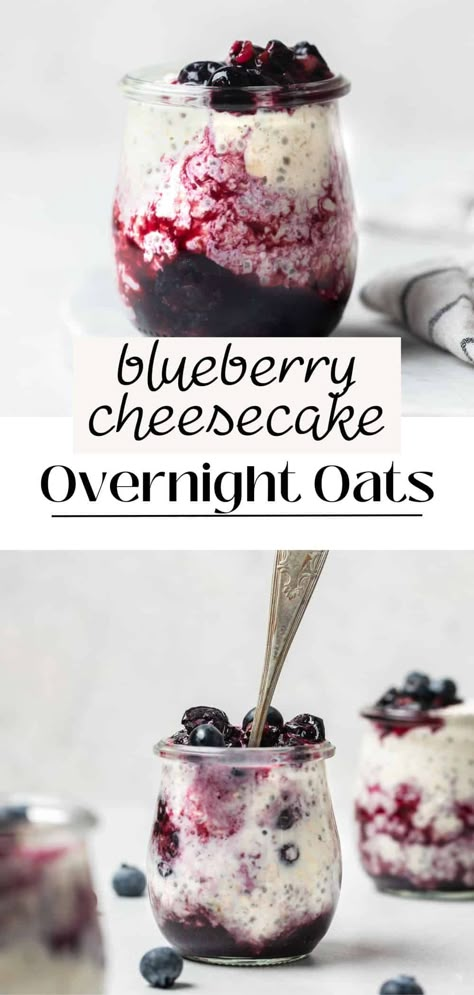 Overnight Oat Smoothie Recipes, Overnight Oats Blueberries, Easy On The Go Meals Dinners, Overnight Oats Variations, Overnight Oats Ingredients, Chia Overnight Oats Healthy, Breakfast Ideas With Blackberries, Roasted Oats Recipe, Blueberry Overnight Oats Recipe