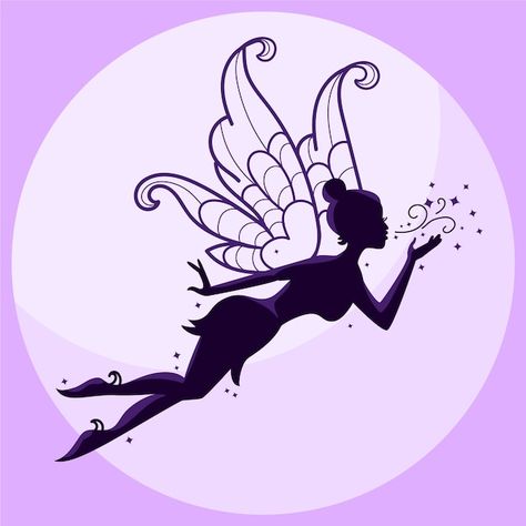 Fairy Stencil, Fae Art, Costume Concepts, Fairy Silhouette, P Logo, Fairy Drawings, Fairy Illustration, Silhouette Illustration, Moon Drawing