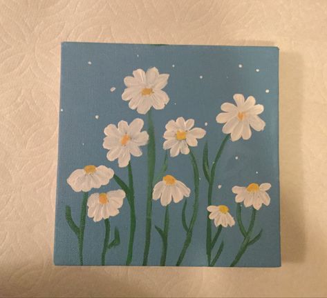 Tiny Canvases Paintings, Painting Ideas For Square Canvas, Painting Mini Canvas, Mini Lienzos Ideas, Square Canvas Painting Ideas, Mini Tela, Mini Toile, Flower Painting On Canvas, Sky Art Painting