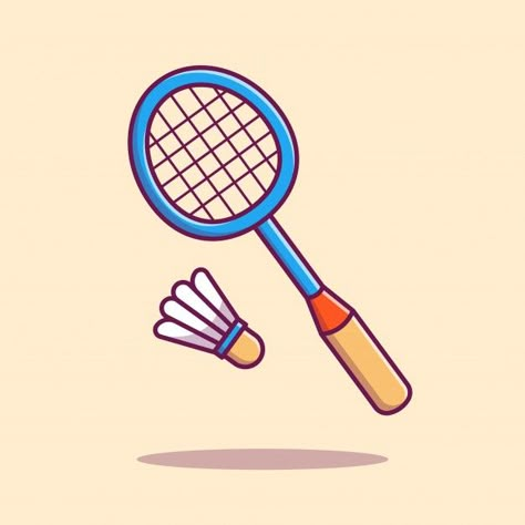 Badminton racket with shuttlecock icon i... | Premium Vector #Freepik #vector #design #sport #character #cartoon Badminton Illustration Art, Badminton Aesthetic Drawing, Badminton Racket Drawing, Badminton Drawing, Shuttle Badminton, Badminton Doubles, Badminton Aesthetic, Badminton Art, Sports Drawing