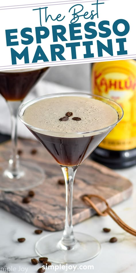 This Espresso Martini is the perfect combo of Kahlua, vodka, and espresso. Easy to make and even easier to drink, this is a great way to celebrate ladies' night in! Espresso Martini With Titos, Martini Expresso Recipes, Tito's Espresso Martini, Real Espresso Martini Recipe, Coffee Espresso Martini, Stok Espresso Martini, Espresso Martini Coffee Liquor, Espresso Martini Tito’s, Screwball Espresso Martini