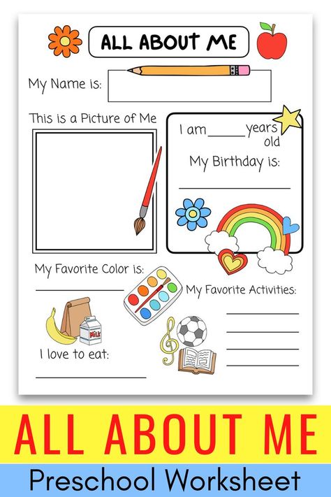 All About Me Interview, All About Me Sheets For Preschool, Get To Know Preschoolers, Classroom All About Me, It's All About Me, All About Me Infant Template, Printable All About Me Worksheet, About Me Elementary Activity, Preschool Pdf Free Printable