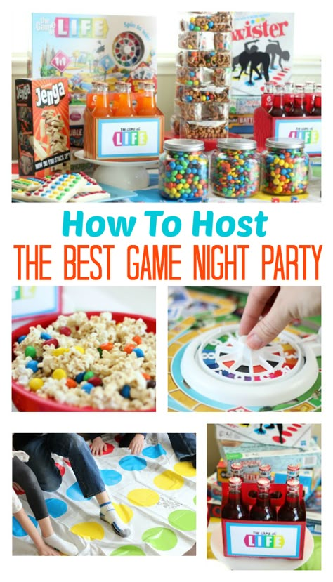 Game Night Birthday Party, Game Night Ideas Family, Game Night Gift Basket, Family Game Night Party, Game Night Decorations, Game Night Snacks, Kids Game Night, Family Game Night Ideas, Game Night Food