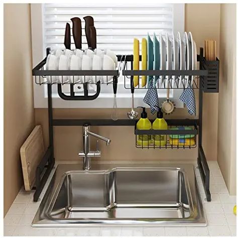 Amazon.ca: over the sink shelf Small Apartment Closet Storage, Small Kitchen Solutions Space Saving, Small Kitchennete, Van Kitchen Storage, Small Chairs For Living Room, Small Kitchen Space Savers, Mini Apartment Design, Ikea Small Apartment, Small Apartment Inspiration