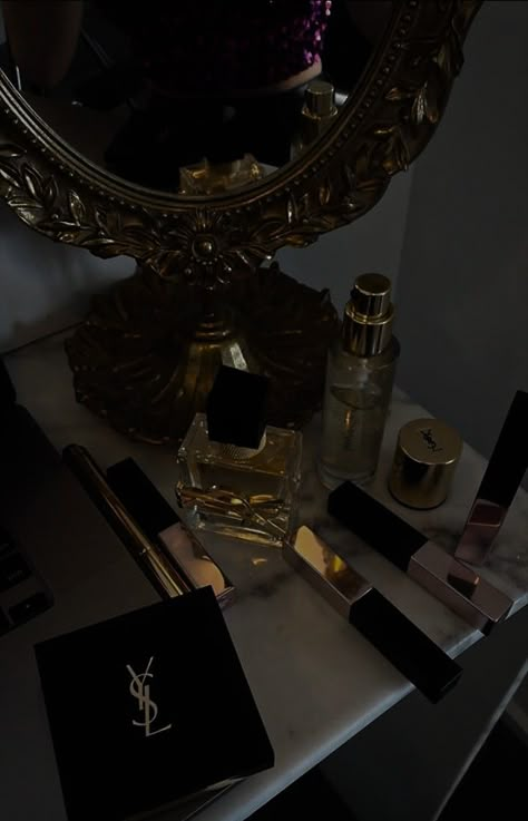 Yves Saint Laurent Aesthetic, Saint Laurent Aesthetic, Ysl Aesthetic, Saint Laurent Makeup, Ysl Makeup, Beauty Products Photography, Luxury Lifestyle Dreams, Luxury Makeup, Feminine Energy