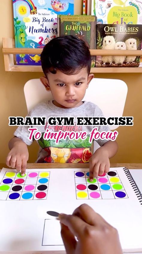 Ankita Bag | Brain gym for kids/ toddlers ⤵️ Brain Gym exercises help with attitude, coordination, memory, focus, concentration, thinking power… | Instagram Memory Skills Activities, Brain Gym Exercises Preschool, Interesting Activities For Kids, Interesting Games For Kids, Focus Activities For Preschoolers, Memory Games For Preschoolers, Cognitive Skills Activities For Kids, Concentration Games For Kids, Kids Brain Activities