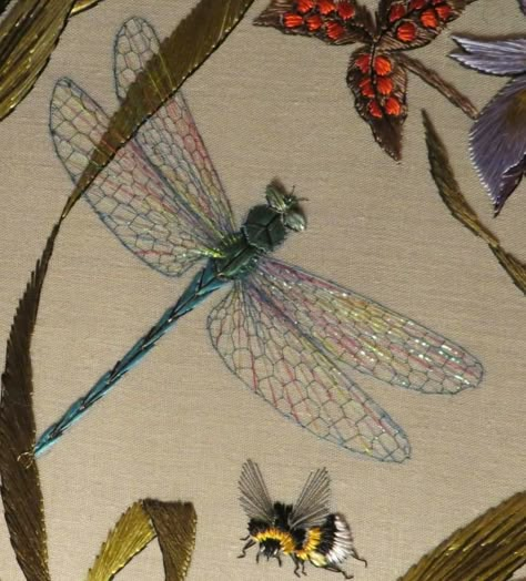 Embroidery Dragonfly, Dragonfly Embroidery, Bugs Embroidery, Embroidered Birds, Embroidery Stitches Beginner, Embroidery Crochet, Hand Embroidery Flowers, Creative Embroidery, Silk Ribbon Embroidery