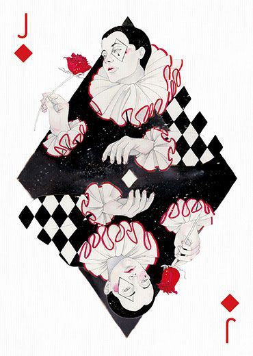 Jester Playing Card, Poker Cards Drawing, Deck Of Cards Drawing, Deck Of Cards Aesthetic, Deck Of Cards Art, Deck Of Cards Design, Art Playing Cards, Queen Of Diamonds, Arts Project