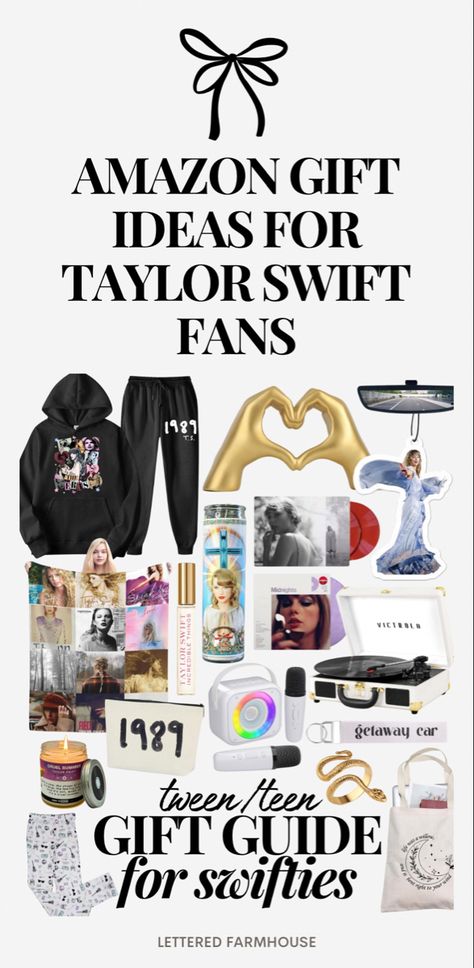 Looking for the ultimate Taylor Swift merch for your teenage fan? Look no further! This curated collection of clothes, music, and accessories will have them singing their hearts out. Shop now and show your Swiftie pride! #TaylorSwift #Merch #founditonamazon Taylor swift Christmas, taylor swift gifts, Taylor swift merch, Taylor swift advent calendar, Taylor swift bracelets, Taylor swift outfits, Taylor swift blanket, Taylor swift vinyl Follow my shop @LetteredFarmhouse on the @shop.LTK app to shop this post and get my exclusive app-only content! #liketkit #LTKHoliday #LTKfindsunder50 #LTKGiftGuide @shop.ltk https://liketk.it/4qeW3 Taylor Swift Valentine's Day Box Ideas, Lover Merch Taylor Swift, Taylor Swift Easter Basket, Taylor Swift Basket Ideas, Taylor Swift Basket, Taylor Swift Gift Basket Ideas, Taylor Swift Themed Gift Basket, Taylor Swift Stuff To Buy, Taylor Swift Merch Collection