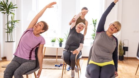 See the 5 Chair Yoga for Seniors Exercises That Experts Say Everyone Should Try Chair Yoga For Seniors, Exercises For Back Pain, Daily Stretching, Exercises For Back, Daily Stretching Routine, Beginner Poses, Yoga For Seniors, Chair Exercises, Lower Back Exercises