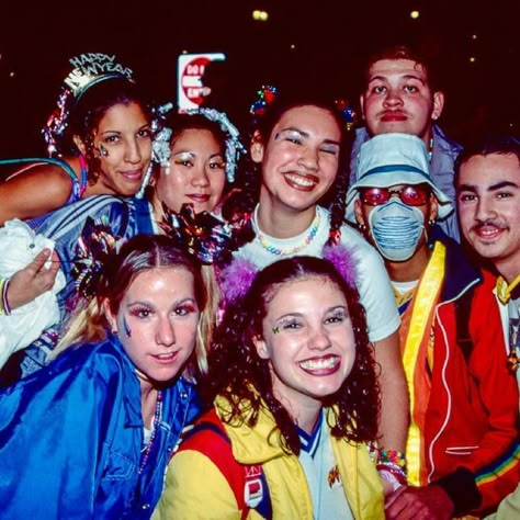 As rave music was popular, so was its fashion: bright colors and many smiley faces.