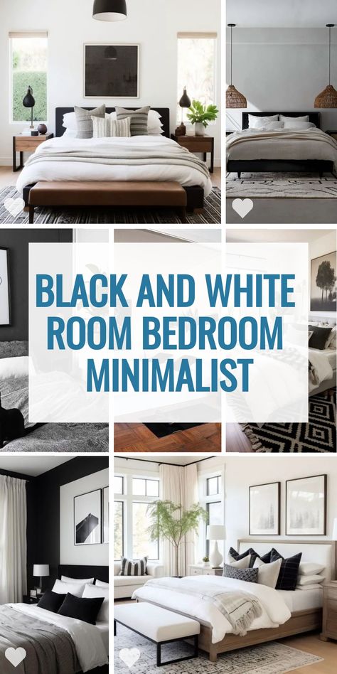 Whether you are renovating or just seeking some stylish inspiration, our feature on black and white bedroom minimalist designs is a must-read. Discover 27 beautifully designed spaces that embrace the minimalist ethos, where simplicity and functionality meet to create tranquil bedroom environments. White Room Minimalist, Modern Minimalist Bedroom Black And White, Black And White Bedding Ideas, Black And White Minimalist Bedroom With Plants, Black And White Bed Aesthetics, Neutral And Black Bedroom, Whitecwall Black Bed, Black And White Bedrooms, Aesthetics Bedroom