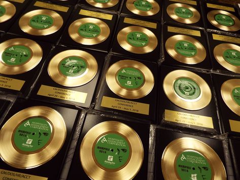 Custom Record Award Plaques by Brand O' Guitar Company Custom Record, Employee Recognition Awards, Gold Record, Award Plaques, Star Way, Corporate Awards, Recognition Awards, Drum Sticks, Hospitality Management