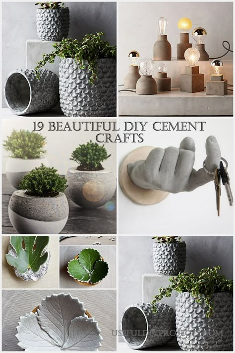 We have prepared a list of 19 beautiful DIY cement crafts that will add diversity and simple beauty to your interior decor. Diy Cement Crafts, Diy Cement Planters, Cement Ideas, Cement Projects, Cement Flower Pots, Diy Cement, Diy Water Fountain, Diy Concrete Planters, Cement Diy