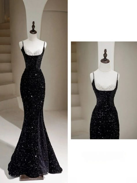 Vintage Glamour Prom Dress, Prom Dress Shapes, Elegant Prom Dresses Black, Dream Prom Dresses, Good Prom Dresses, Fishtail Dress Prom, Elegant Dresses For Prom, Classic Dress Elegant, Dress Aesthetic Elegant