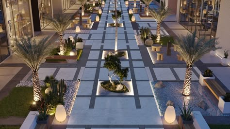 Commercial Landscape Design on Behance Mall Landscape Design, Hospital Landscape, Boho Architecture, Vip Entrance, Jewel Garden, Villa Landscape, Outlet Village, Commercial Landscape Design, Terraced Landscaping