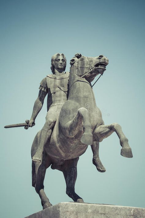 Statue of Alexander the Great in Thessaloniki, Makedonia, Greece royalty free stock photos Greece Sculpture, Ancient Greece Sculpture, Alexander The Great Statue, Alexander The Great, European Art, Great Leaders, Thessaloniki, Ancient Greece, Free Stock Photos