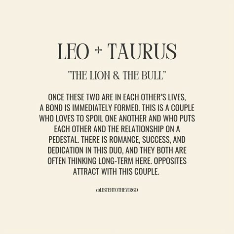 Leo Love Compatibility + What Works ❤️‍🔥 #Listentothevirgo Taurus Man And Leo Woman Relationships, Taurus And Leo Relationship, Leo Soulmate, Leo And Taurus Relationship, Taurus And Leo Compatibility, Taurus Relationships, Leo Relationship, Taurus Zodiac Quotes, Leo Signs