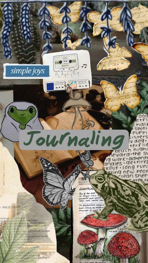 Journaling/notebook vision board #journal #goblincore #visionboard #notebook Goblin Journal, Vision Board Journal, Journaling Notebook, Goblin Core, Vision Board, Notebook, Scrapbooking, Pins