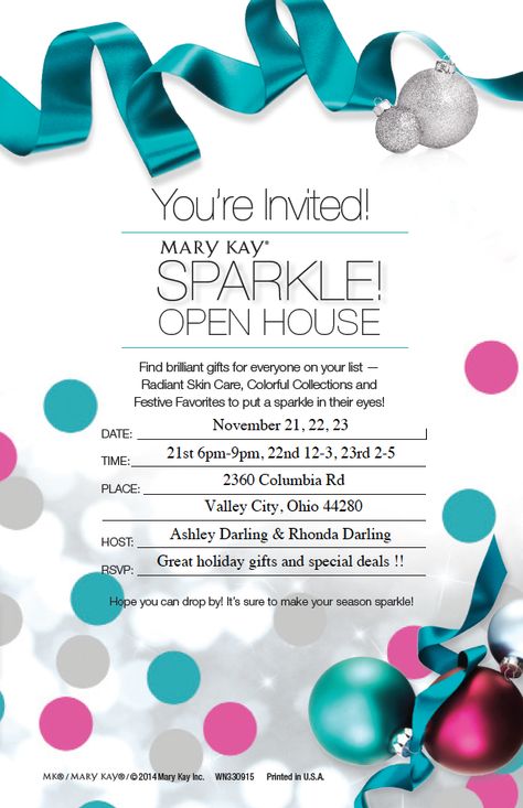 Mary Kay Holiday Open House  November 21, 22 and 23 !!!! Mary Kay Holiday Open House, Mary Kay Open House Invitations, Mary Kay Invitations Templates, Mary Kay Party Invitations, Mary Kay Open House, Christmas Open House Invitations, Holiday Open House Invitations, Mary Kay Christmas, Mary Kay Holiday