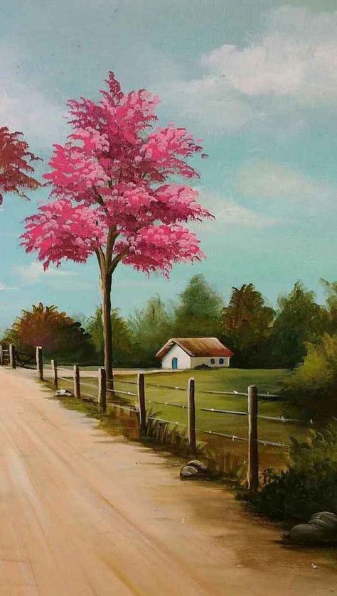 ▷ 1001 + spring wallpaper images for your phone and desktop computer Spring Background Images, Spring Background, Landscape Paintings Acrylic, Easy Canvas Painting, Spring Wallpaper, 수채화 그림, Nature Art Painting, Nature Paintings, Country Road