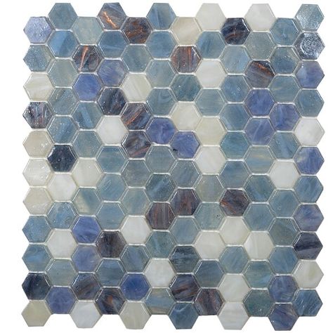 Tile Hexagon, Bathroom 2024, Shower Backsplash, Copper Bathroom, Mosaic Floor Tile, House Updates, Tiled Shower, Mosaic Backsplash, Glass Installation