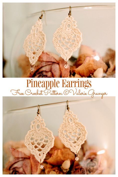 Lovely Earrings Free Crochet Patterns & Paid - DIY Magazine Free Earring Crochet Patterns, Crochet Pineapple Earrings, Funny Crochet Earrings, Crochet Patterns Earrings, Free Crochet Earring Pattern, Diy Crochet Earrings Free Pattern, Crochet Leaf Earrings Free Pattern, Earrings Crochet Pattern, Free Crochet Earrings Patterns