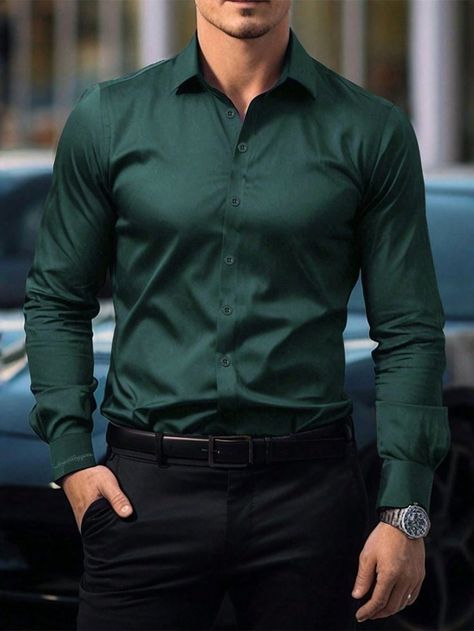 Green Shirt Men, Business Casual Outfits Winter, Stylish Mens Suits, Polo Shirt Outfits, Mens Smart Casual Outfits, Shirt Outfit Men, Pants Outfit Men, Formal Men Outfit, Classy Outfits Men