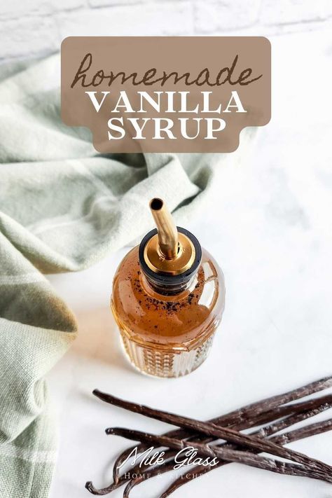 Craving that signature Starbucks taste at home? Look no further than our homemade vanilla syrup recipe. It's easy, it's delicious, and it's all yours to enjoy in your favorite beverages. Keep a batch in the fridge for that irresistible café experience anytime. Vanilla Simple Syrup Recipe, Vanilla Bean Simple Syrup, Homemade Vanilla Syrup, Starbucks Copycat Recipes Drinks, Vanilla Simple Syrup, Easy Coffee Drinks Recipes, Vanilla Syrup For Coffee, Syrup For Coffee, Homemade Cafe