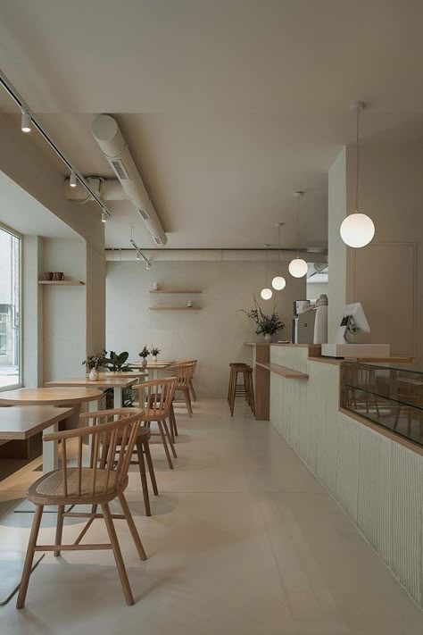 Pumper Pontevedra Vegan Cafe by Nan Arquitectos Bakery Architecture, Apple Workspace, Bar Architecture, Architecture Barcelona, Cafe Design Inspiration, Lighting Restaurant, Coffee Bakery, Cafeteria Design, Coffee Shop Concept