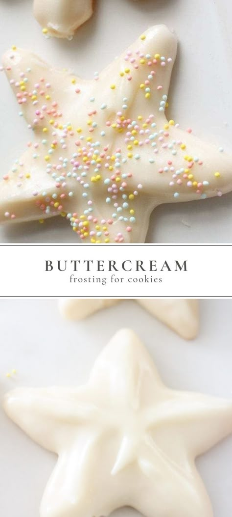 Cookie Buttercream Frosting, Sugar Cookie Buttercream, Frosting For Cookies, Sugar Cookie Buttercream Frosting, Cookie Icing Recipe, Julie Blanner, Sugar Cookie Icing, Iced Sugar Cookies, Sugar Cookie Frosting