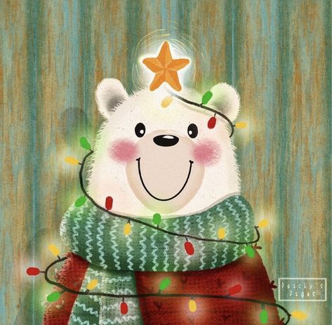 Watercolor Paintings Aesthetic, Christmas Watercolor Paintings, Polar Bear Drawing, Paintings Aesthetic, Beary Christmas, Christmas Window Painting, Polar Bear Art, Woodland Christmas, Navidad Christmas